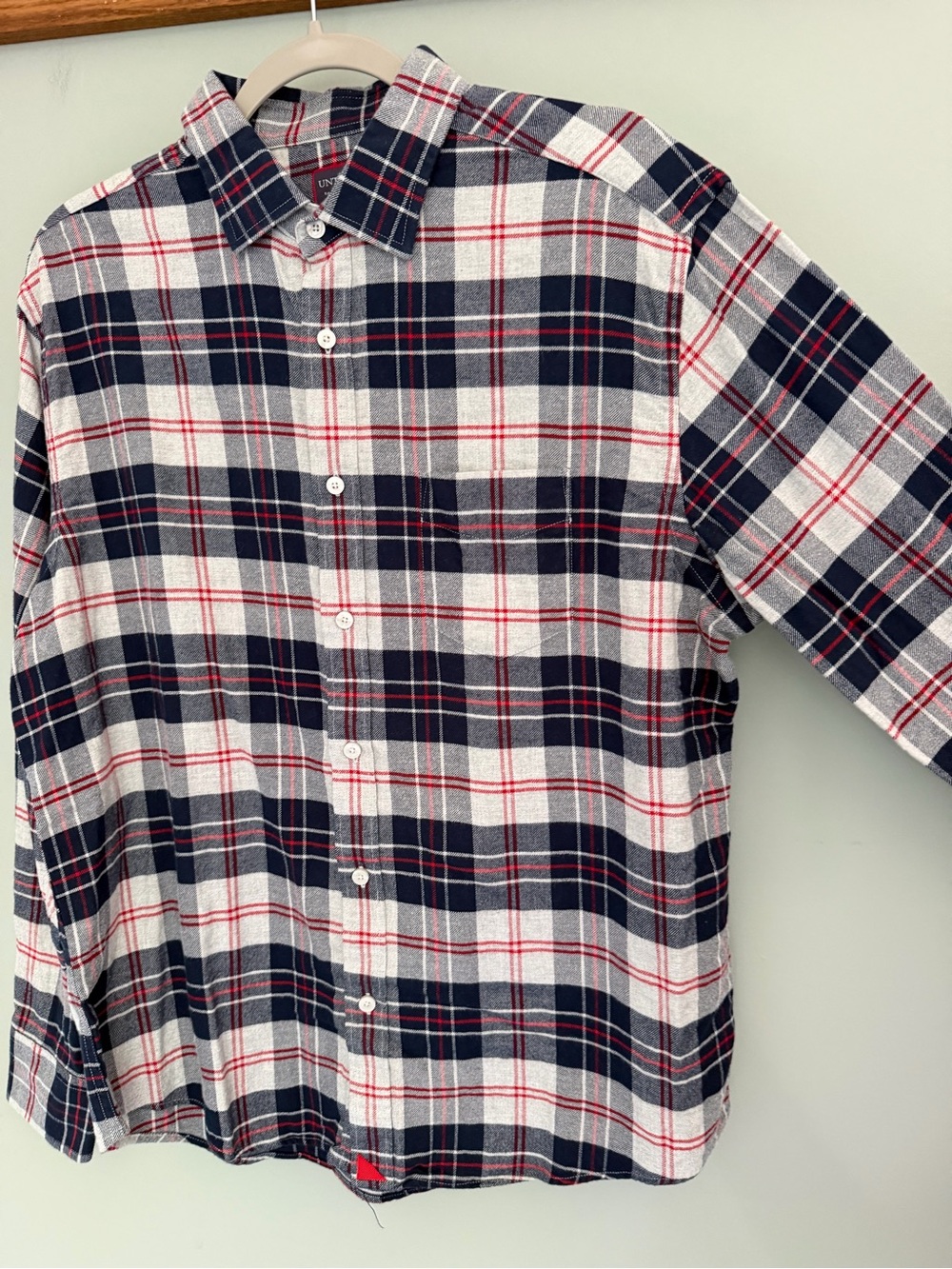 UNTUCKit "Campeneta" 100% Cotton Blue Red Gray Plaid Long Sleeve Flannel Shirt - Picture 7 of 15